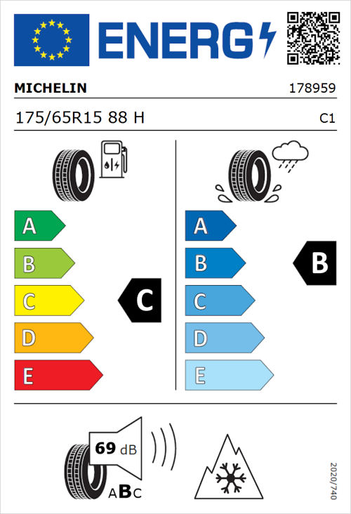 Tyre Label for Michelin CrossClimate 2 175/65R15 88H